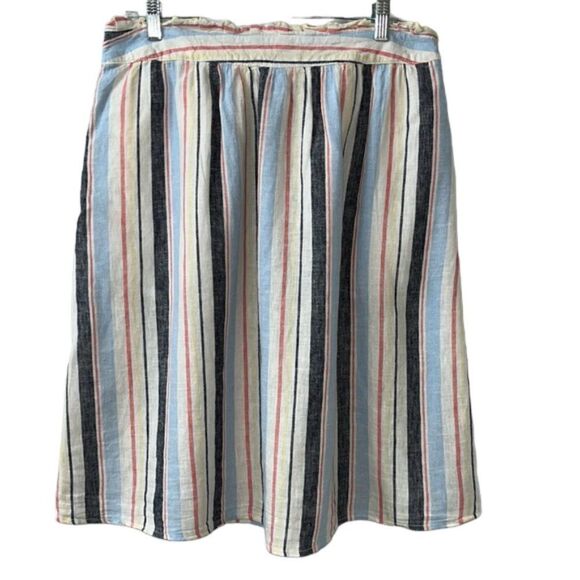 a.n.a Women's Chambray Striped Paperbag Waist Linen Skirt Coastal Grandma 12 - Picture 6 of 11